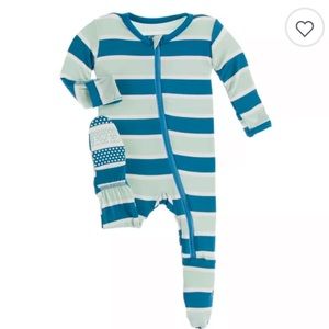KicKee Pants Size 24M Seaside Cafe Striped Footed Pajama in Blue